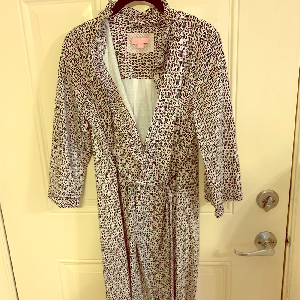 NWOT Lilly Pulitzer Navy and White Shirt Dress 10